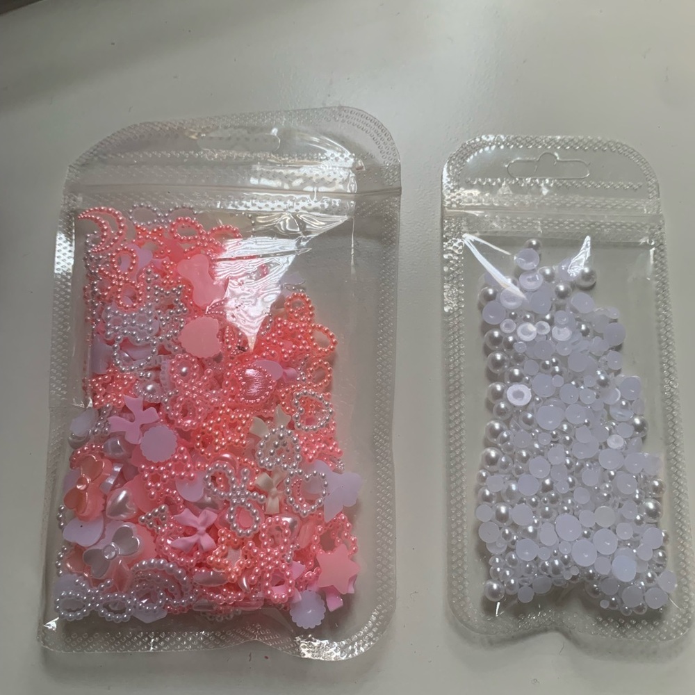 Pink and White Decorative nail Accessories